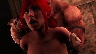 Brunette 3D MILF fucked by cave man