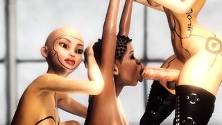 3d hot dickgirl androids plays with a sexy ebony in Area 51