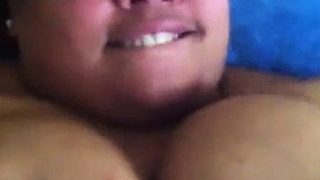 Fat whore with big boobs masturbating and cumming on webcam