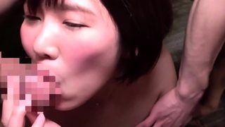 Lovely Asian double blowjob and sex
