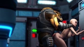 Super hot sexy girl has hard anal sex with alien monster