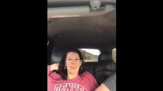 Very cute chick gets fingered to orgasm in back seat