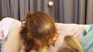 Busty lesbians lick and fuck each other’s tight asshole
