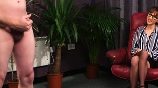 Spex wearing voyeur giggling during JOI