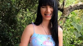 Beautiful girl has sex in the forest with a stranger