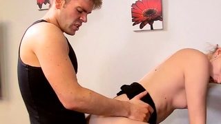 Ginger Teen Lyen Parker talk To Sex at Job Interview by Boss