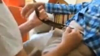 Grandpa enjoy blowjob by young man